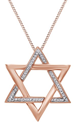 【中古】【未使用・未開封品】1?/ 10?ctラウンドカット天然ダイヤモンドStar of Davidペンダントネックレス14?Kゴールドオーバースターリングシルバー