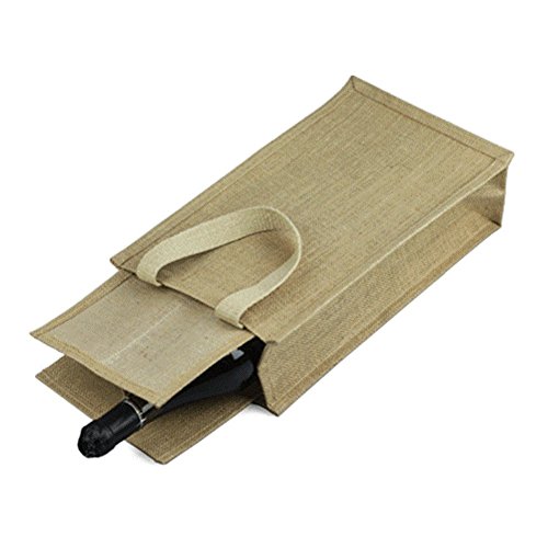 【中古】【未当てはめる・未開封品】生まれながらジュート黄麻布2ボトルワインギフトトートバッグ ワインキャリアホルダー 分け取り付き添い人 緑であること