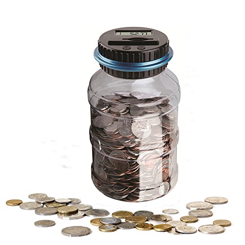 【中古】【未使用・未開封品】Onerbuy Digital Coin Bank Savings Jar Automatic Coin Counter Piggy Bank Large Capacity Money Saving Box with LCD Display, Transparent C