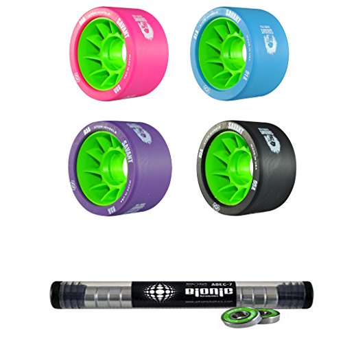 【中古】【未当て嵌める・未開封品】Atom Savant 滑る銀輪 バイオニックベアリング付き添い人 8粍 フルセット 黒いこと 95A スポーツ・アウトドア-その他