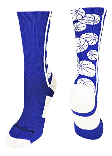 【中古】【未当て嵌める・未開封品】(Small, Royal/White) - MadSportsStuff Crazy Basketball Logo Crew Socks