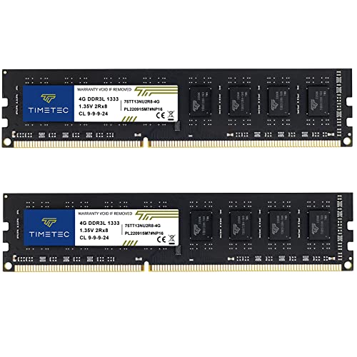 【中古】【未使用・未開封品】Timetec 8GB キット (2x4GB) DDR3 / DDR3L 1333MHz PC3-10600 ノンECCバッファード 1.5V / 1.35V CL9 デュアルランク Dell Optiplex 780 DT/MT/S