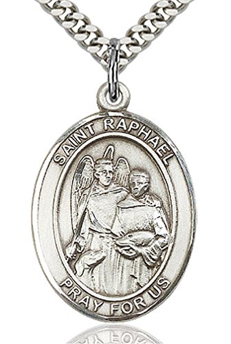 【中古】【未使用・未開封品】Heartlandメンズスターリングシルバー・Archangel Raphael楕円形のメダル｜AJIMURA-SHOP