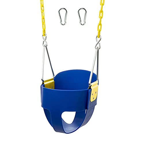 【中古】【未使用・未開封品】High Back Full Bucket Toddler Swing Seat with Plastic Coated Chains - Swing Set Additions & Replacements - Outdoor Play Equipment - Blu