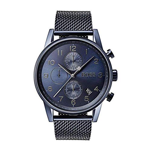 【中古】【未使用・未開封品】Hugo Boss Men's 44mm Blue Steel Bracelet & Case Quartz Analog Watch 1513538