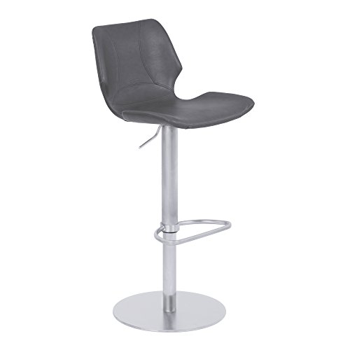 【中古】【未使用・未開封品】Armen Living Zuma Adjustable Barstool in Vintage Grey Faux Leather and Brushed Stainless Steel Finish 141［並行輸入］｜AJIMURA-SHOP