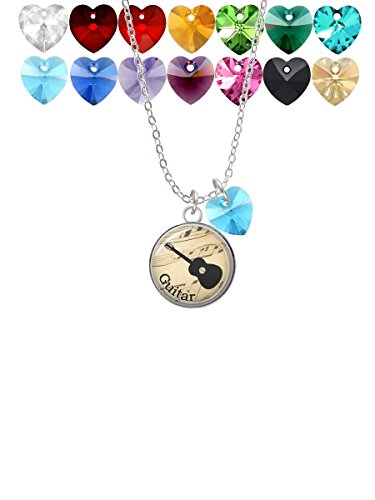 【中古】【未使用・未開封品】Delight Jewelry ドーム型音楽 ギター カスタム クリスタルハート ソフィアネックレス 18インチ+1インチ|AJIMURA-SHOP