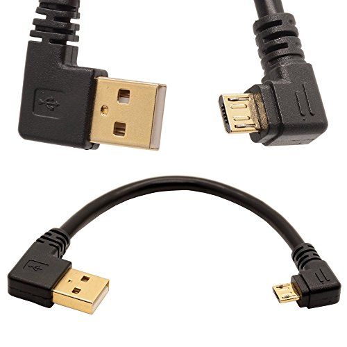 【中古】【未使用・未開封品】金メッキ USB 2.0 A 左角度からマイクロB 右向きケーブル データ同期と充電ケーブル (ブラック、1M/3F) ブラック 4328305203