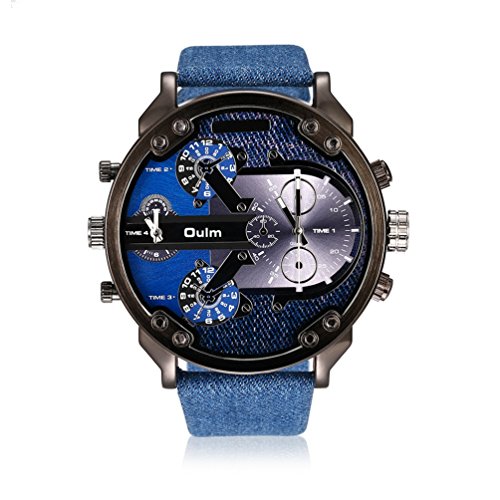 【中古】【未使用・未開封品】メンズBest Military Watchesマルチ時間ゾーンBig Faceパイロットカジュアルデザインクォーツアナログ腕時計with耐スクラッチ性スチール面、快適