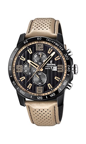 【中古】【未当て嵌める・未開封品】Festina Men\u0027s The Originals F20339-1F37 Black Leather Quartz Fashion Watch その他-靴