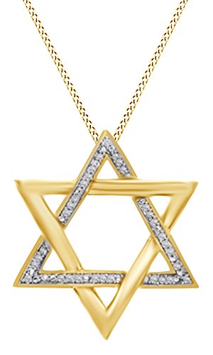 【中古】【未使用・未開封品】1?/ 10?ctラウンドカット天然ダイヤモンドStar of Davidペンダントネックレス14?Kゴールドオーバースターリングシルバー|AJIMURA-SHOP