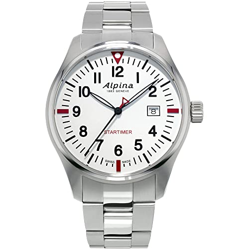 【中古】【未使用・未開封品】Alpina Men's 42mm Steel Bracelet & Case S. Sapphire Swiss Quartz White Dial Analog Watch AL-240S4S6B|AJIMURA-SHOP