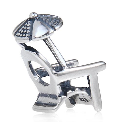 【中古】【未当て嵌める・未開封品】Beach Chair Charm 925 Sterling Silver Umbrella Charm Travel Charm fit for Fashion Bracelets