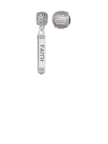 【中古】【未使用・未開封品】Believe Faith Prayer Hopeバー家族チャームビーズwith You are more Lovedビーズ( Set of 2?)