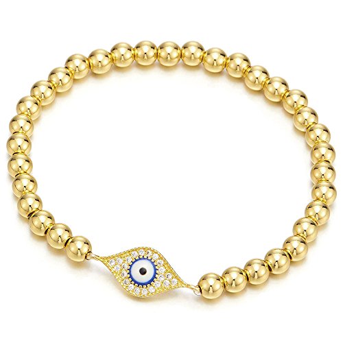 【中古】【未使用・未開封品】Gold Beads Bracelet for Women Girls Men with Cubic Zirconia Protection Evil Eye 10,360円
