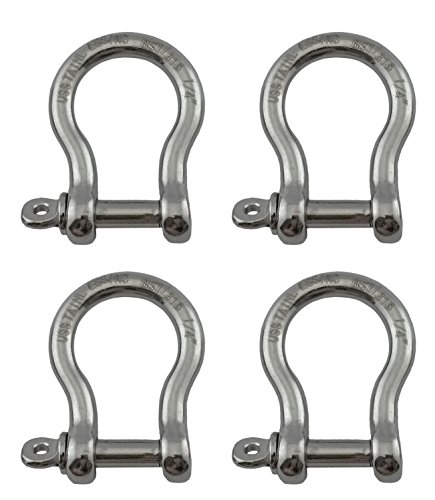 【中古】【未当て嵌める・未開封品】4 Pieces Stainless Steel 316 Forged Bow Shackle 1/4\" (6粍) Marine Grade"