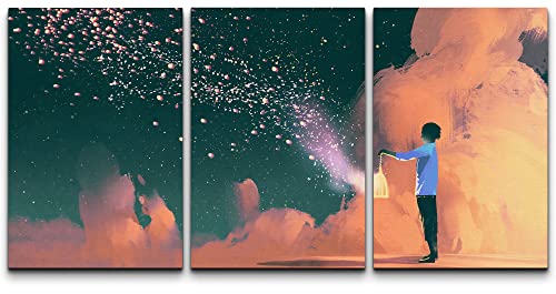 【中古】【未使用・未開封品】wall26 キャンバスプリント ウォールアート マンホールド ケージ 天空の火花 自然 荒野 イラスト リアリズム 素朴 風景 カラフル マルチカラー