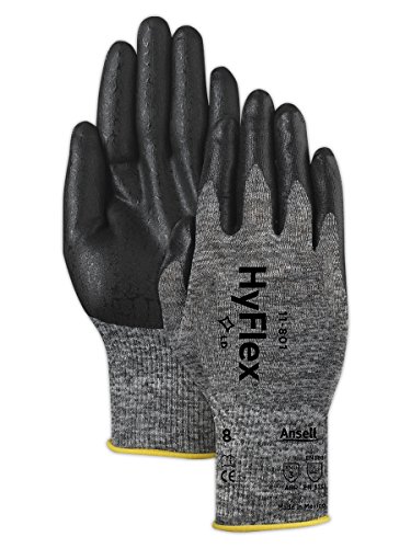 【中古】【未当て嵌める・未開封品】[Hyflex] Ansell 103384 11-801 Grey and Black Nitrile Coated Machine Knit Gloves, 0.42\