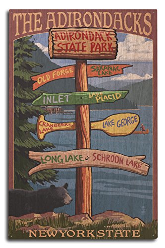 【中古】【未当て嵌める・未開封品】The Adirondacks、ニューヨーク州州???Sign Destinations 10 x 15 Wood Sign LANT-35492-10x15W