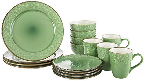 【中古】【未使用・未開封品】Pfaltzgraff Frenchレースグリーン16?Piece Dinnerware Set