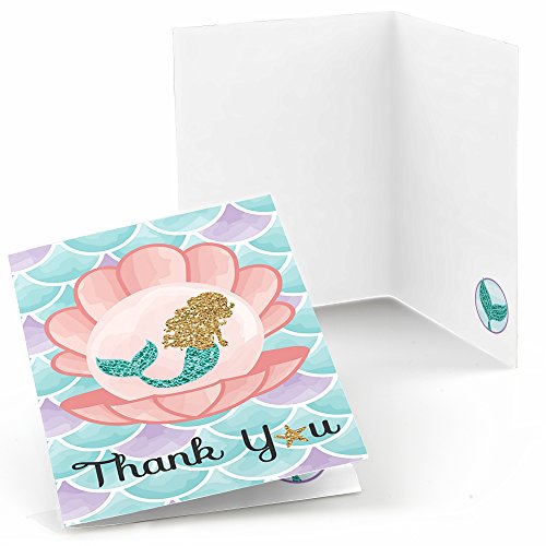 【中古】【未使用・未開封品】Big Dot of Happiness Let's Be Mermaids - ベビーシャワーや誕生日パーティー用のサンキューカード (8枚)