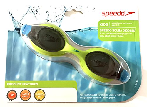【中古】【未当て嵌める・未開封品】Speedo Kids Scuba Giggles 乳状液無償性 ホンブルグ帽ひな形 シリコンゴーグル UV保護すること 素早さ相応う 命のせんたく水泳ぎ 3~8歳用 (グリー