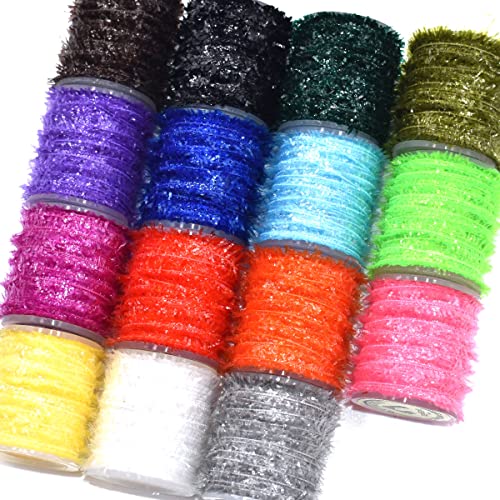 【中古】【未使用・未開封品】10スプールマルチ色Tinsel Chenilleラインクリスタルフラッシュライン合計100?M Fly Fishing Tying材質for Nymphal Bugs Scud