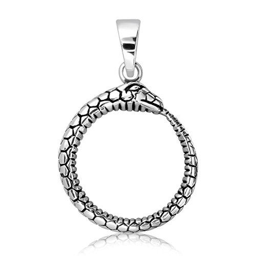 【中古】【未使用・未開封品】WithLoveSilverソリッド925スターリングシルバーOuroboros蛇フープSnake infinityペンダント