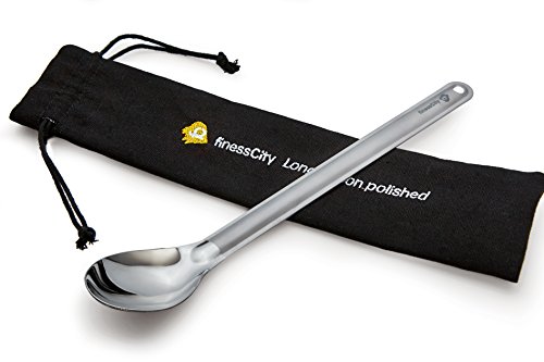 【中古】【未使用・未開封品】最も長いチタンLong HandledスプーンIt 's 9.65インチ/ 245?mmロングスプーンwith Bigger Polishedボウル、チタンスプーンComes with防水ケース