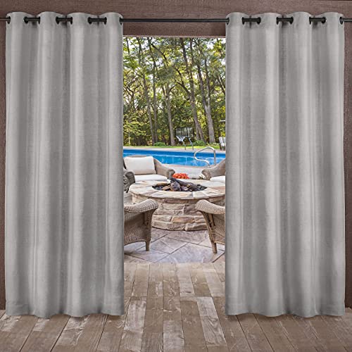 【中古】【未使用・未開封品】Exclusive Home Curtains Biscayne インドア/アウトドア ツートンカラー テクスチャードグロメットトップ カーテンパネル ペア 54x108 シルバー