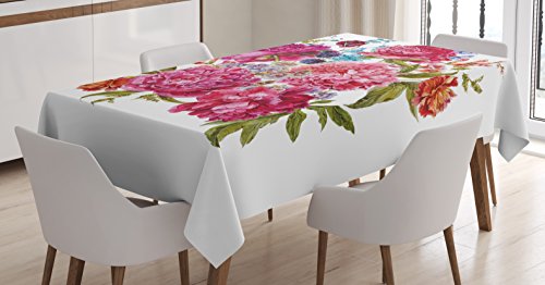 【中古】【未使用・未開封品】シャビーシックインテリアテーブルクロスby Ambesonne、Gentle夏Flora Hyacinths BlackberryとPeonies Victorian vegetation、ダイニングルーム