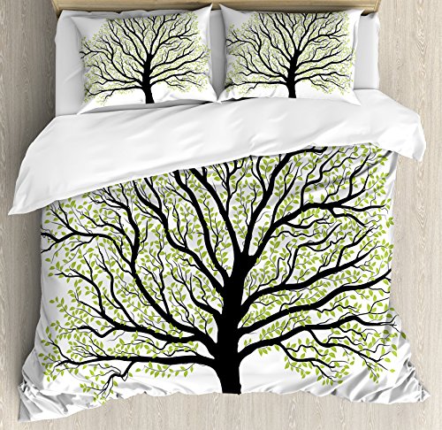 【中古】【未当て嵌める・未開封品】Tree of Life布団覆いかぶせる仕掛けるby Ambesonne、ビッグ古くさいLush Tree withロットの葉との分かれ出るの人となり拠りどころ老人ホームArtprint、かざり付ける寝具仕掛けるwithピロー