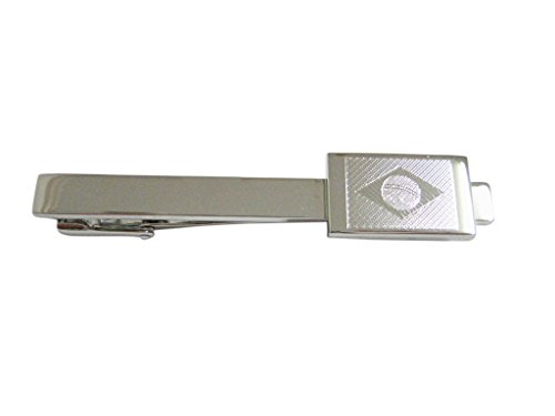 【中古】【未使用・未開封品】Silver Toned Etchedブラジル国旗Squareタイクリップ