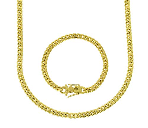 【中古】【未使用・未開封品】Bling NY ソリッド14Kイエローゴールド仕上げ ステンレススチール 厚さ6mm マイアミキューバリンクチェーン/ブレスレットボックスクラスプロック 36,007円
