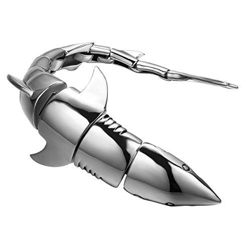 【中古】【未使用・未開封品】[男性用ブレスレット]Bikers Large Heavy Stainless Steel Shark Bangle Cuff Bracelet,Silver,8 Inch[並行輸入品]