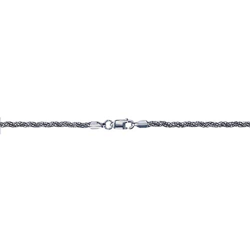 【中古】【未使用・未開封品】スターリングシルバー ロジウム 2.40mm ダイヤモンドカット 織物 ポップコーンチェーン, キュービックジルコニア