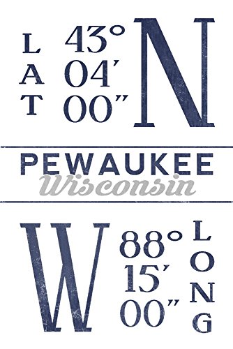 【中古】【未当てはめる・未開封品】Pewaukee、ウィスコンシン???含みと子午線 24 x 36 Metal Art LANT-3P-MT-81526-24x36