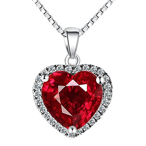 【中古】【未使用・未開封品】Navachi 925スターリングシルバー 18K ホワイトゴールドメッキ 3.7ct ハートルビーまたはエメラルドネックレスペンダント 16インチ