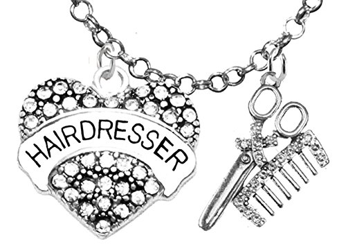 【中古】【未当て嵌める・未開封品】Hair Dresser水晶ハート形、コーム\u0026剪刀首飾り、低揺りうごかす性safe-nickel無償性、NO Poisonous先んじる、またはカドミウム
