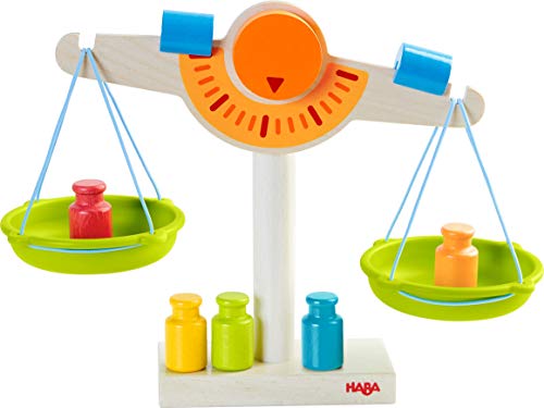 【中古】【未使用・未開封品】HABA Play Store Scale - Wooden Balance with Real Weights for Pretend Kitchen & Measuring Fun