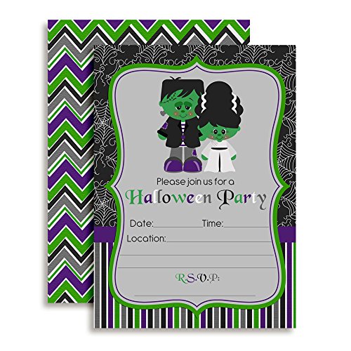 【中古】【未使用・未開封品】Frankenstein Halloween Party Invitations, Ten 13cm x 18cm Fill In Cards with 10 White Envelopes by AmandaCreation 14,240円