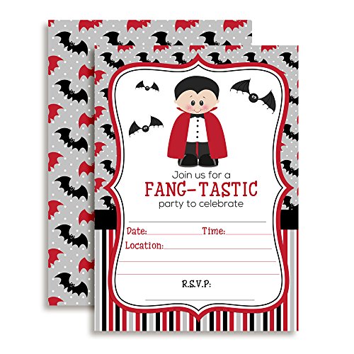 【中古】【未使用・未開封品】Dracula Fang-Tastic Halloween Birthday Party Invitations, Ten 13cm x 18cm Fill In Cards with 10 White Envelopes by AmandaCreation 14,220円