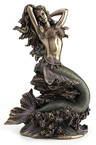【中古】【未当て嵌める・未開封品】大きな素晴らしい人魚Sitting on Rock Statue Sculpture Figurine