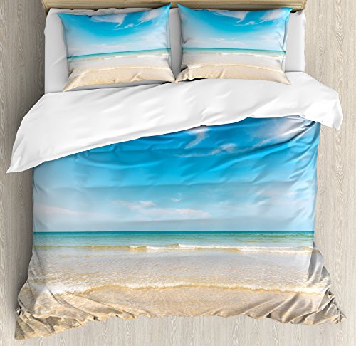 【中古】【未当て嵌める・未開封品】Ocean布団覆いかぶせる仕掛けるby Ambesonne、海と空Landscape at the beach インチ tropical exotic FantasticハワイアンCaribbean lands、かざり付ける寝具仕掛けるwi