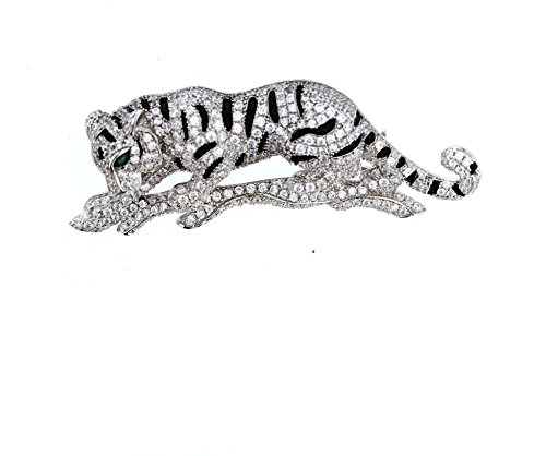 【中古】【未当て嵌める・未開封品】スターリングしろがね色とキュービックジルコニアパンサーBrooche /いの一番、ヴィンテージBrooche