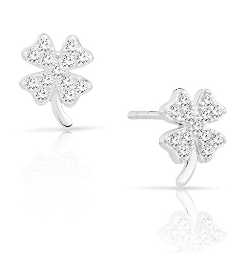 【中古】【未使用・未開封品】TILO JEWELRY スターリングシルバー ミニクローバーリーフスタッドピアス キュービックジルコニア付き