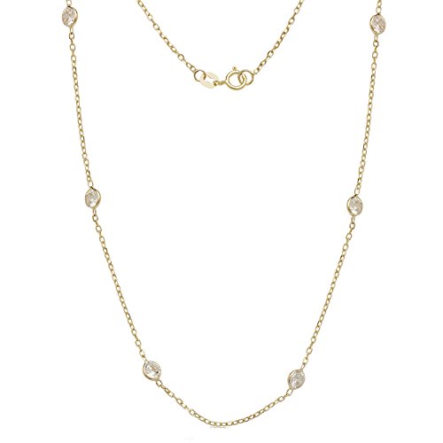 【中古】【未使用・未開封品】JewelryWeb 14K イエローゴールド キュービックジルコニア CZ by The Yard Station ネックレス (16インチ、18インチ、20インチ), 金属, キュービ｜AJIMURA-SHOP