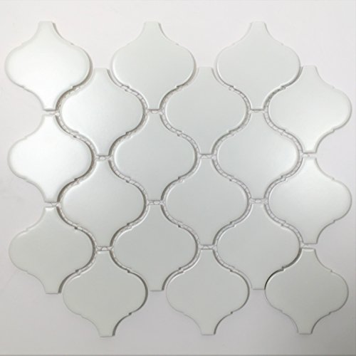 【中古】【未使用・未開封品】アラベスク11?cm x 9.5?CM x 6?mmガラス磁器mesh-mountedマットモザイクタイル( 11個/ケース) ホワイト LNTRN