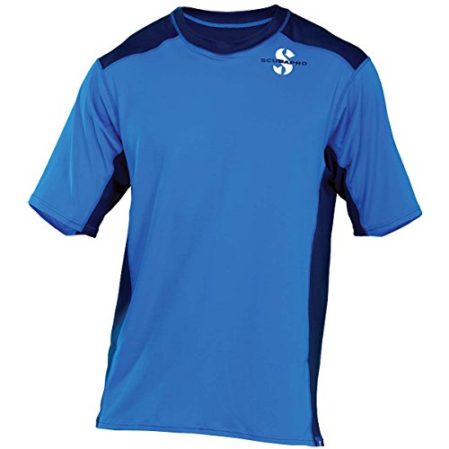 【中古】【未使用・未開封品】(Large, Aegean) - ScubaPro Men's UPF 50 Channel Flow Short Sleeve Rash Guard