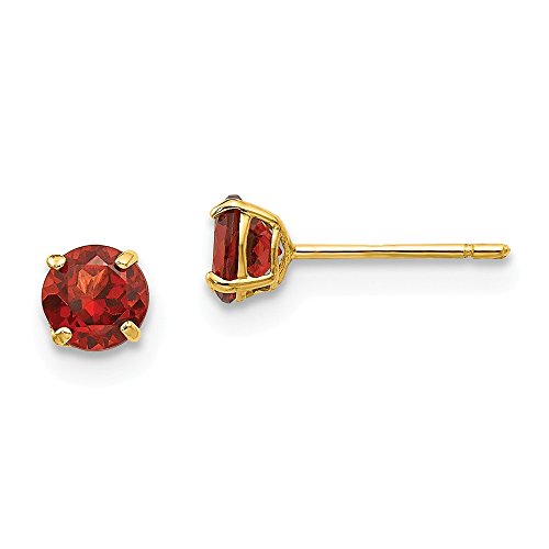 【中古】【未使用・未開封品】14K イエローゴールド Madi K ラウンドガーネット 4mm ポストピアス|AJIMURA-SHOP